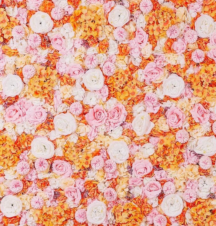 Orange Flower Wall For Romantic Photography Backdrop Baby Shower Bridal Shower Home Decor Floral Panels