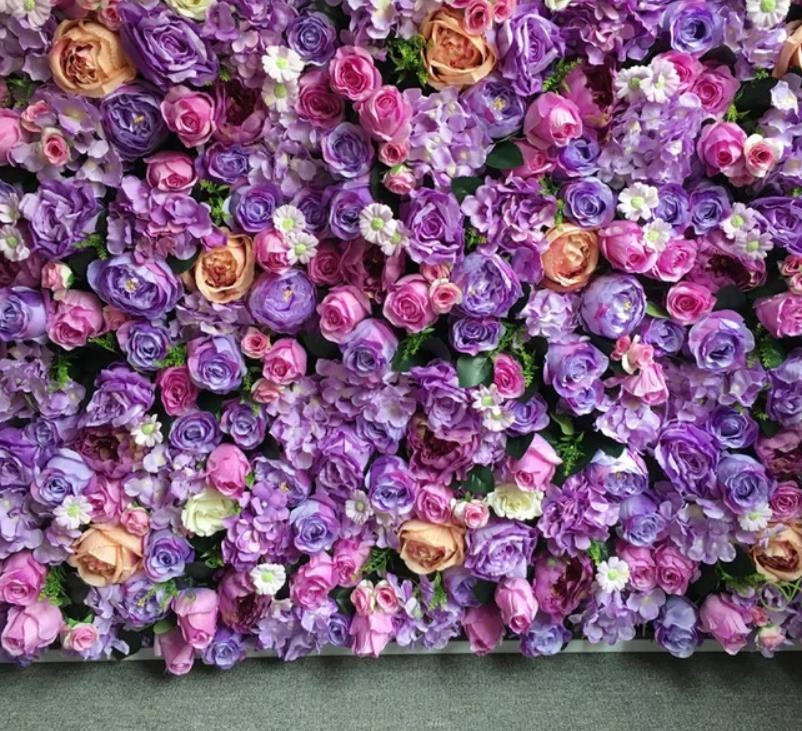 Purple Flower Backdrop Wall For Wedding Arrangement Bridal Shower Baby Shower Photography Background Floral Panels