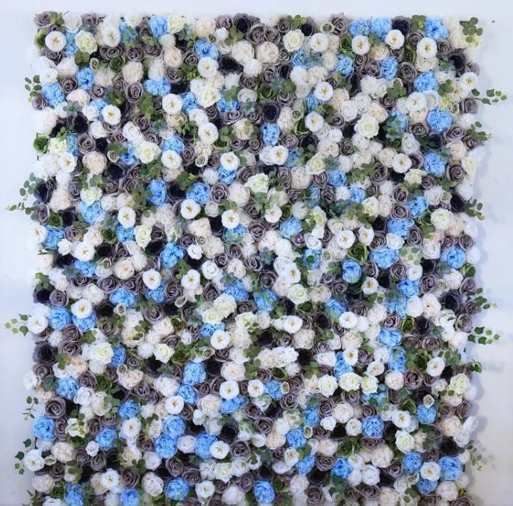 Grey And Blue Flower Wall  For Romantic Wedding Photography Backdrop Baby Shower Special Event Decor  Floral Panels 40*60cm