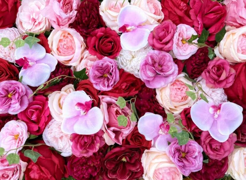 Fuschia Orchids Wedding Flower Wall  For Romantic Photography Backdrop Baby Shower Special Event Decor Fake Floral Panels 40*60cm