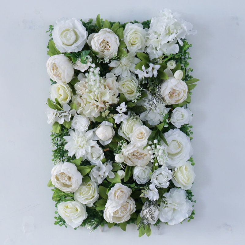 Ivory Flower Wall for Wedding Photography Backdrop Bridal Shower Special Event Party Arrangement Fake Floral Panels