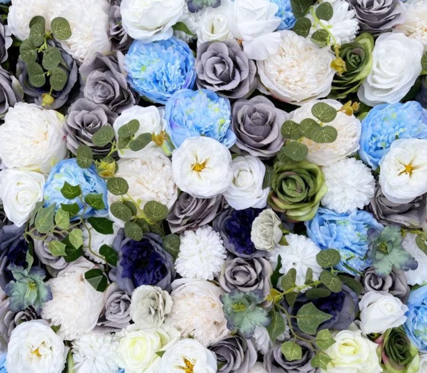 Grey And Blue Flower Wall  For Romantic Wedding Photography Backdrop Baby Shower Special Event Decor  Floral Panels 40*60cm