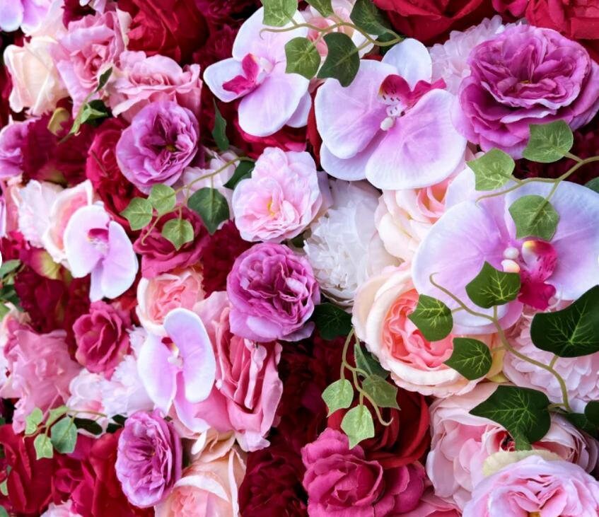 Fuschia Orchids Wedding Flower Wall  For Romantic Photography Backdrop Baby Shower Special Event Decor Fake Floral Panels 40*60cm