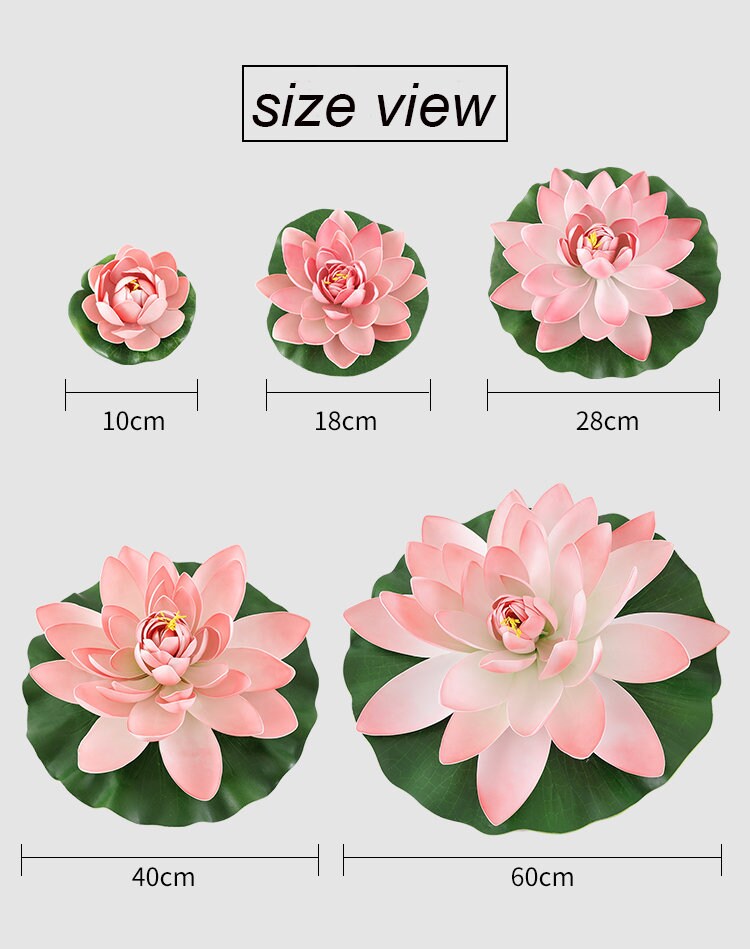 light Pink Lotus Artificial Simulation lotus Flowers PE Foam  Water Lily Floating Pool Fake Flowers Wedding Home Garden Pool Decoration
