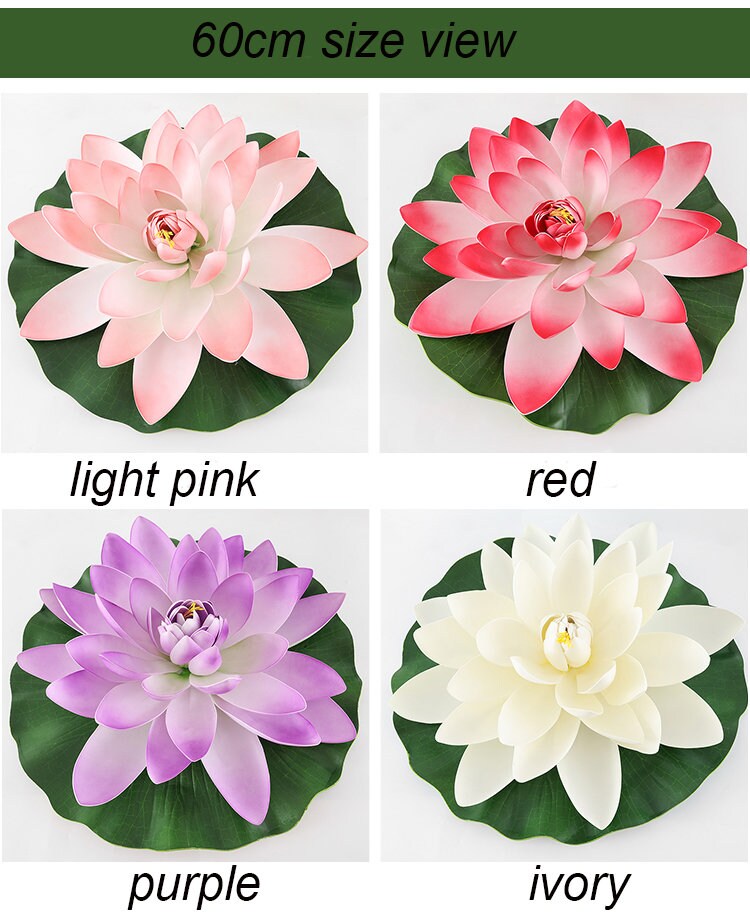 light Pink Lotus Artificial Simulation lotus Flowers PE Foam  Water Lily Floating Pool Fake Flowers Wedding Home Garden Pool Decoration