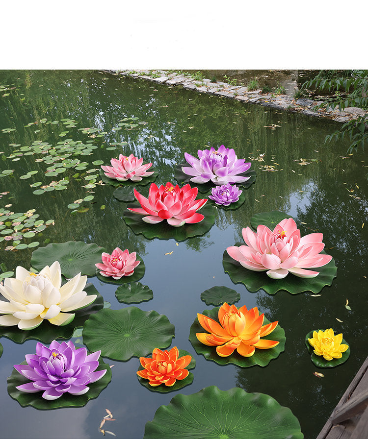 Purple Lotus Artificial Simulation lotus Flowers PE Foam  Water Lily Floating Pool Fake Flowers Wedding Home Garden Pool Decoration