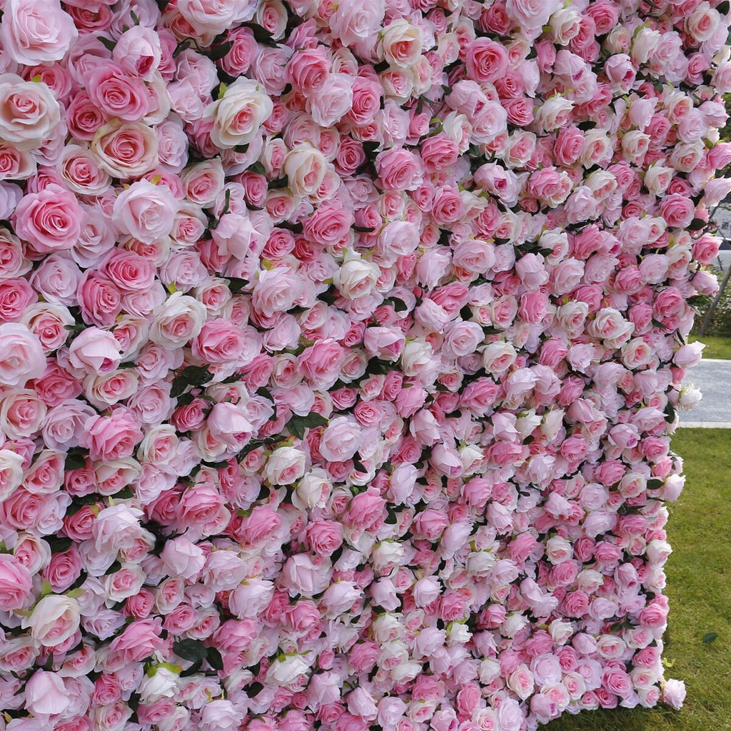 Beauty Pink Flower Wall For Wedding Arrangement Event Salon Party Photography Backdrop Fabric Rolling Up Curtain Fabric Cloth