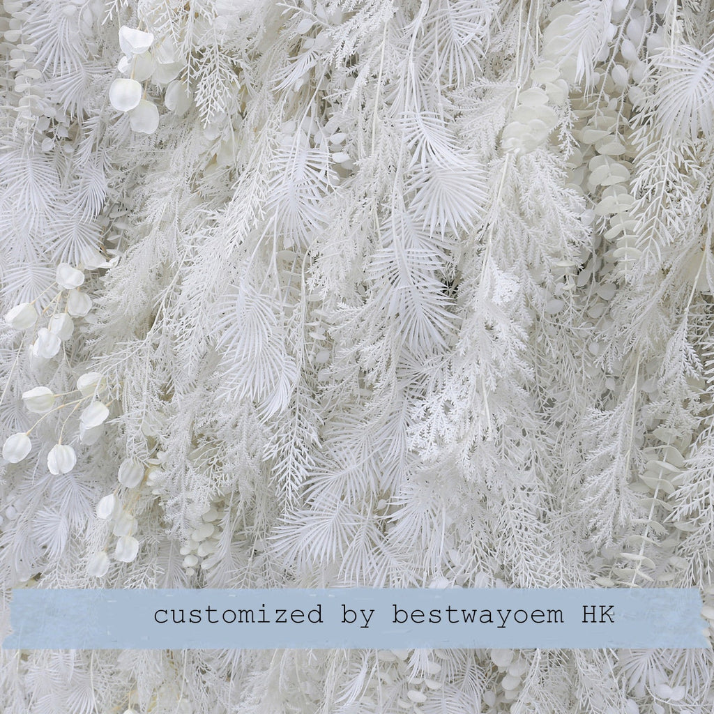 3D White Misty Smog Pampas Flower Wall For Wedding Arrangement Event Salon Party Photography Backdrop Fabric Rolling Up Curtain Fabric Cloth