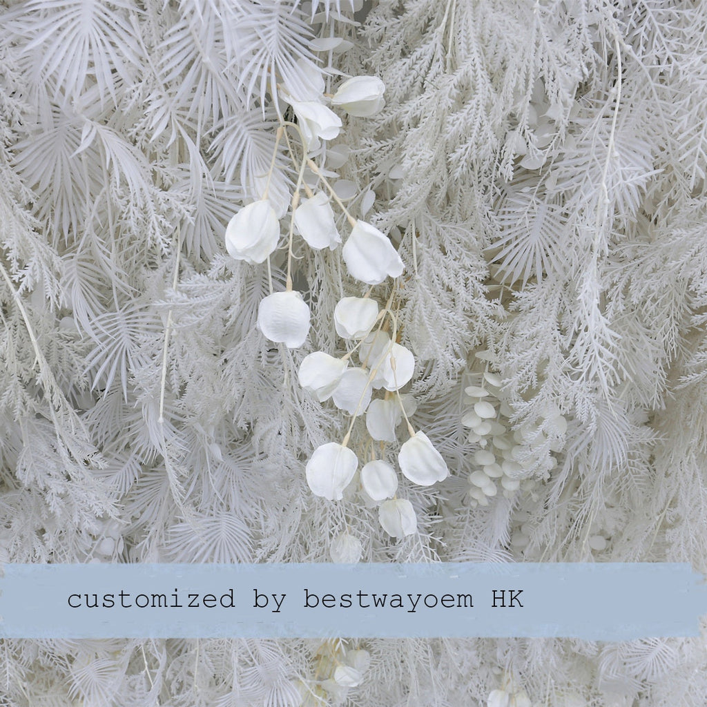 3D White Misty Smog Pampas Flower Wall For Wedding Arrangement Event Salon Party Photography Backdrop Fabric Rolling Up Curtain Fabric Cloth
