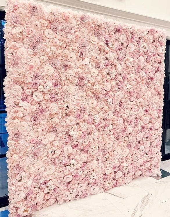 Baby Pink Flower Wall For Wedding Romantic Photography Backdrop Baby Shower Special Event Arrangement Decor Fake Floral Panels