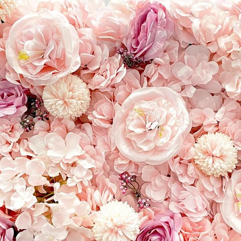 Baby Pink Flower Wall For Wedding Romantic Photography Backdrop Baby Shower Special Event Arrangement Decor Fake Floral Panels