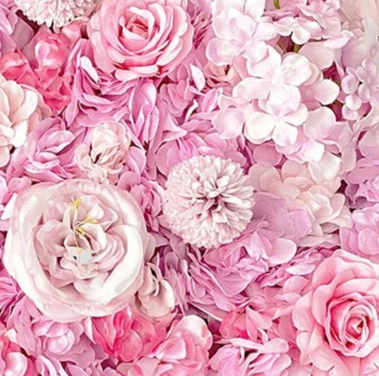 Candy Pink Purple Flower Wall For Romantic Photography Backdrop Baby Shower Bridal Shower Home Decor Floral Panels 15.75X23.62inch