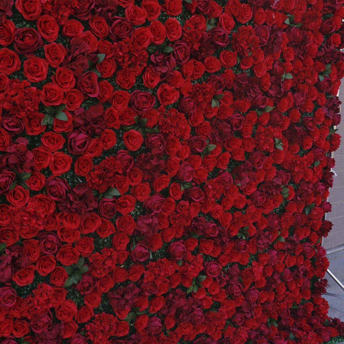 3D Red Rose Flower Wall Green Plants For Wedding Arrangement Event Salon Party Photography Backdrop Fabric Rolling Up Curtain Fabric Cloth