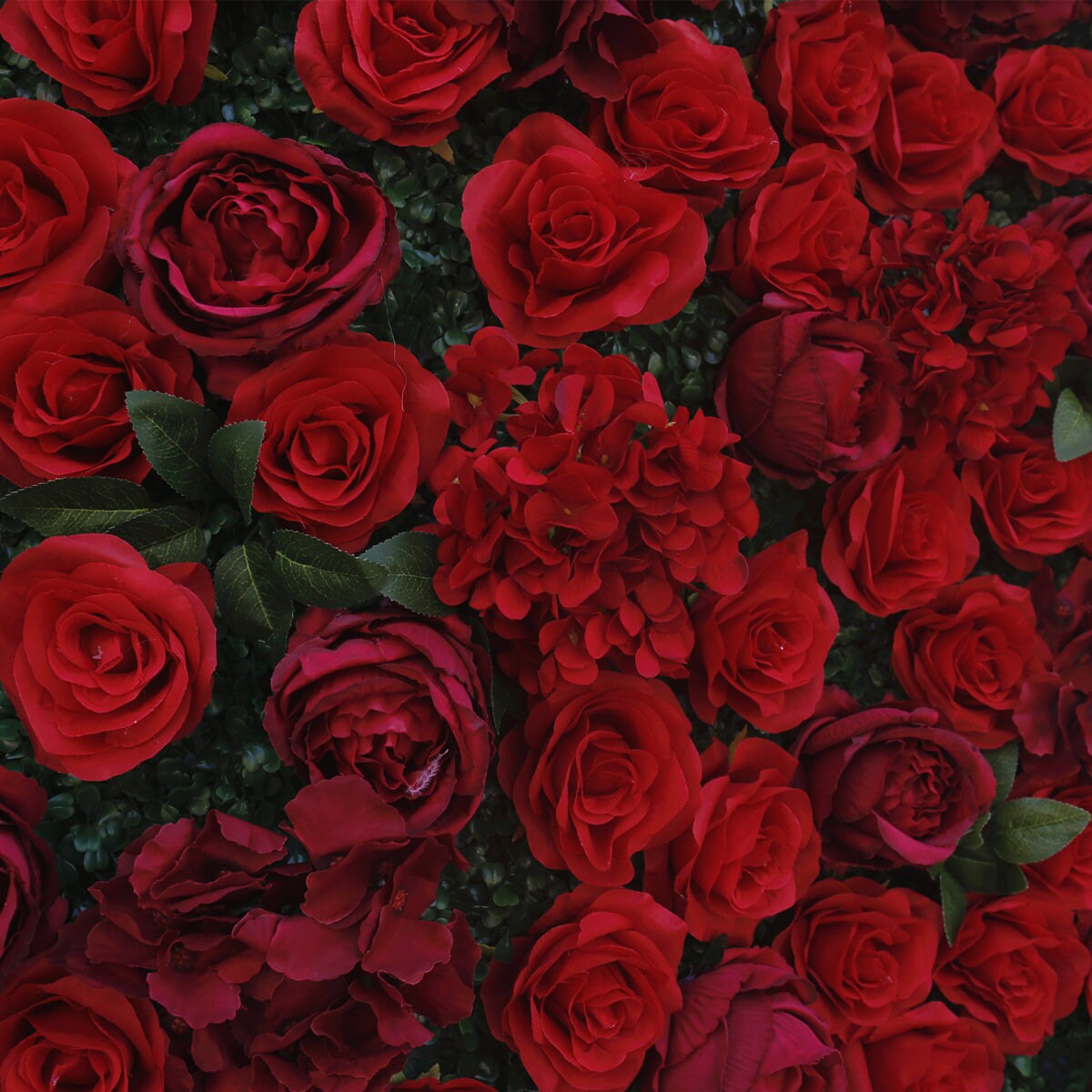 3D Red Rose Flower Wall Green Plants For Wedding Arrangement Event Salon Party Photography Backdrop Fabric Rolling Up Curtain Fabric Cloth