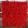 Red Feather Fabric Backdrop for Wedding Party, 3D Layered Photo Background for Bridal Shower Event Decoration