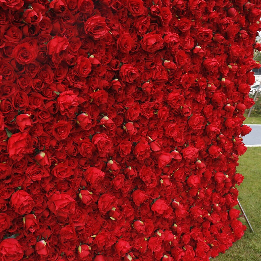 Red Wedding Flower Wall For Wedding Arrangement Event Salon Party Photography Backdrop Fabric Rolling Up Curtain Fabric Cloth