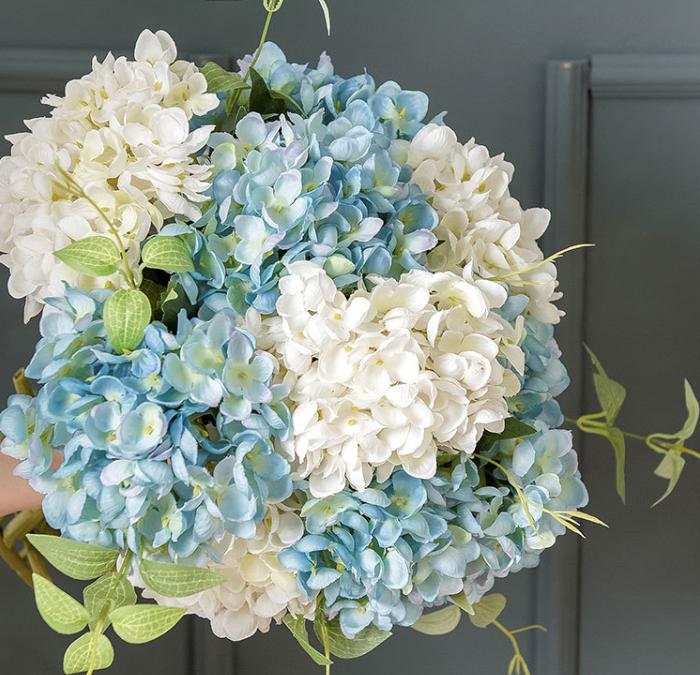 12 Stems Silk Hydrangea Flower 18'' Tall, Artificial Hydrangea for Home Decor, Floral Arrangement, Spring Decoration, Centerpieces