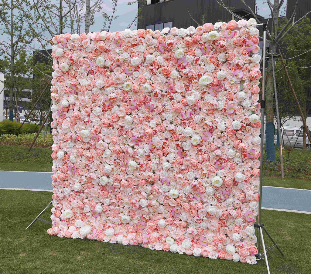 Popular Champagne Pink Flower Wall Wedding Photography Backdrop Special Event Party Boutique Shop Arrangement Decor Floral Panels 40x60cm
