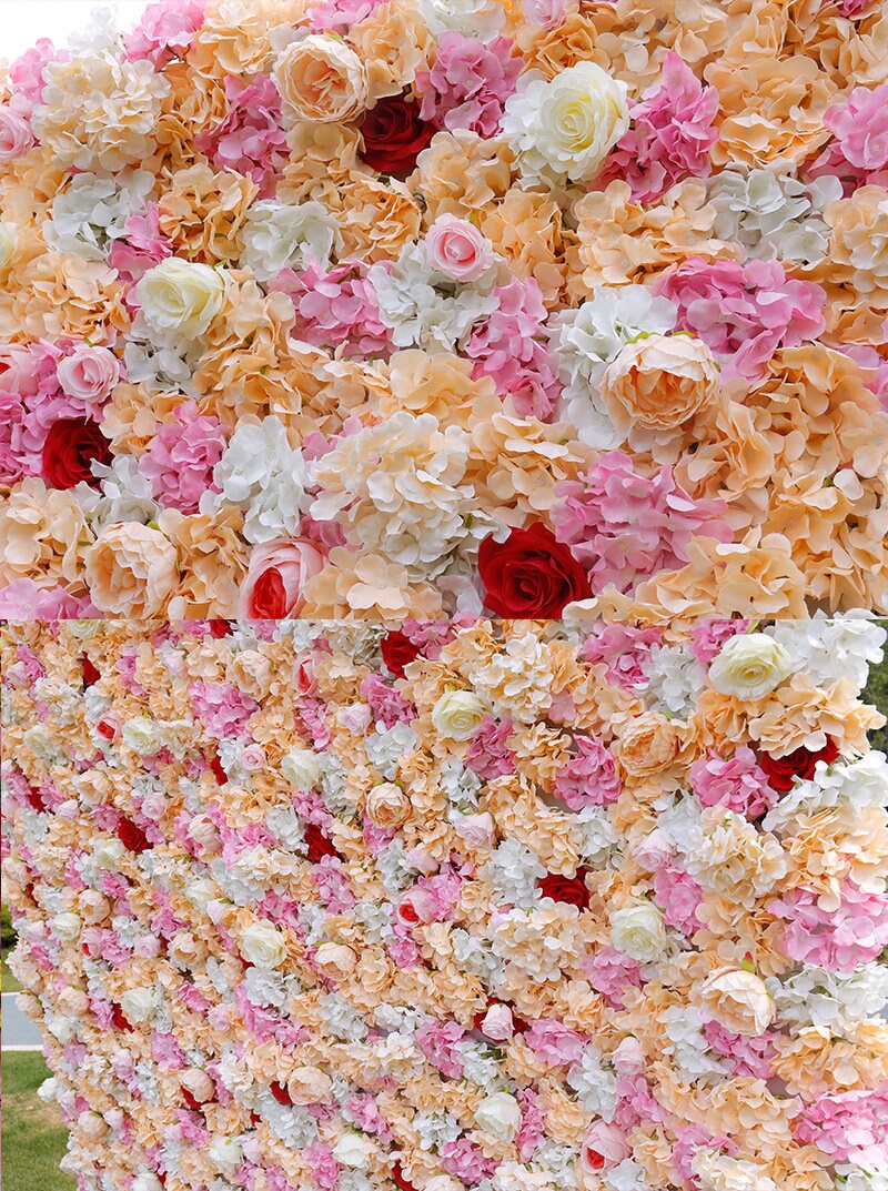 Champagne Flower Wall  For Wedding Arrangement Event Salon Party Photography Backdrop Fabric Rolling Up Curtain Fabric Cloth