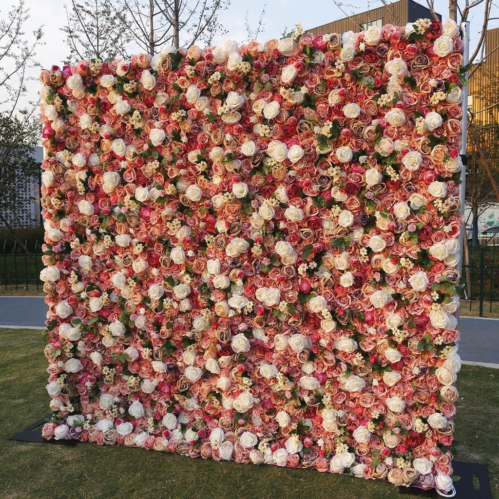Floral Wall for Wedding Arrangement Fake Flower Wall For Photography Backdrop Bridal Shower Event Salon Party Decor Panels 15.75"x23.62"