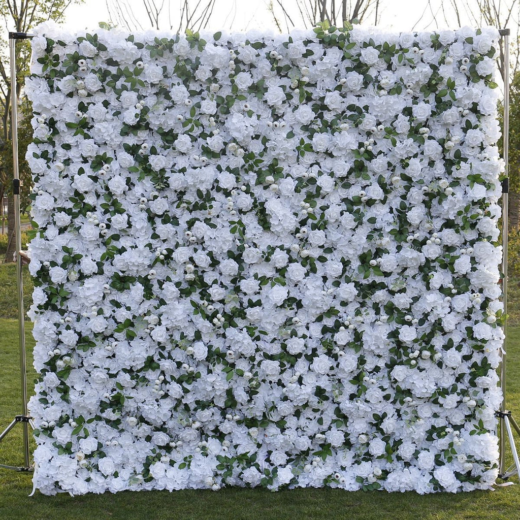 White Flower Wall for Wedding Photography Backdrop Artificial Simulation Rose Wall for Special Event Party Decor Panels