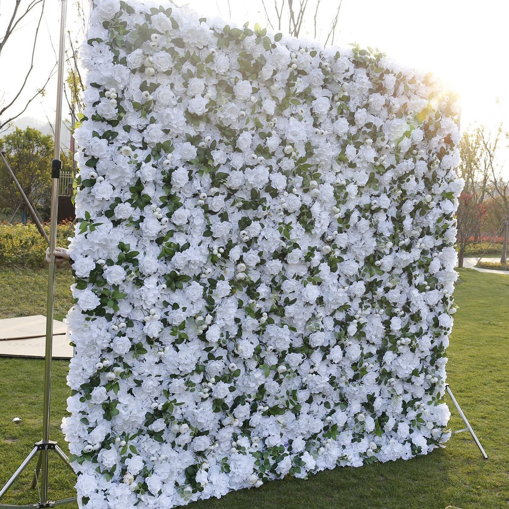 White Flower Wall for Wedding Photography Backdrop Artificial Simulation Rose Wall for Special Event Party Decor Panels