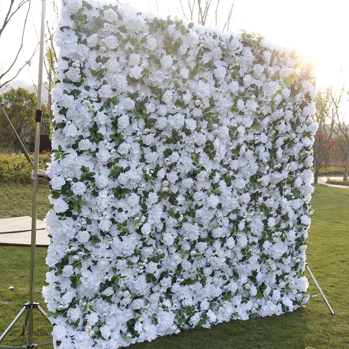 White Flower Wall for Wedding Photography Backdrop Artificial Simulation Rose Wall for Special Event Party Decor Panels