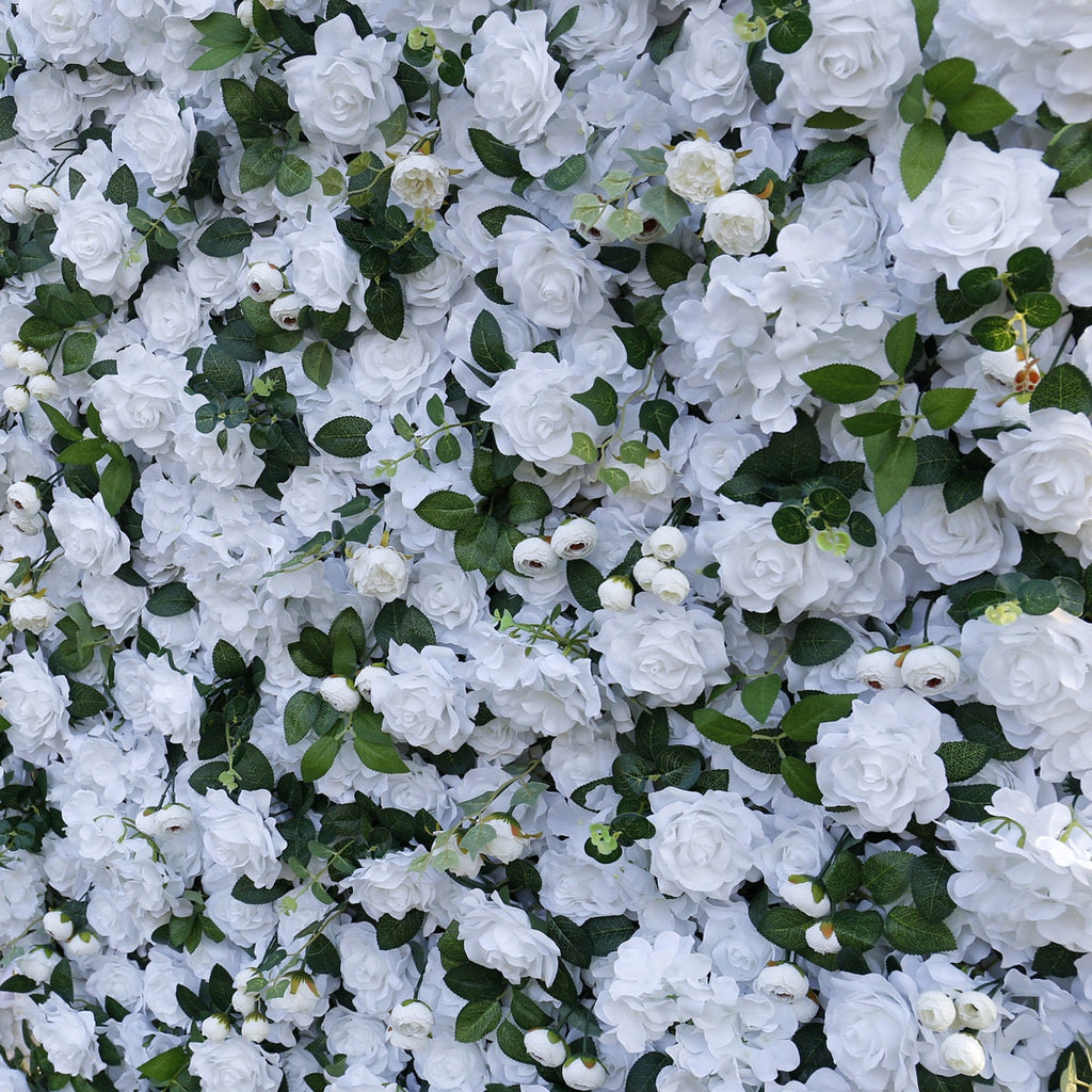 White Flower Wall for Wedding Photography Backdrop Artificial Simulation Rose Wall for Special Event Party Decor Panels