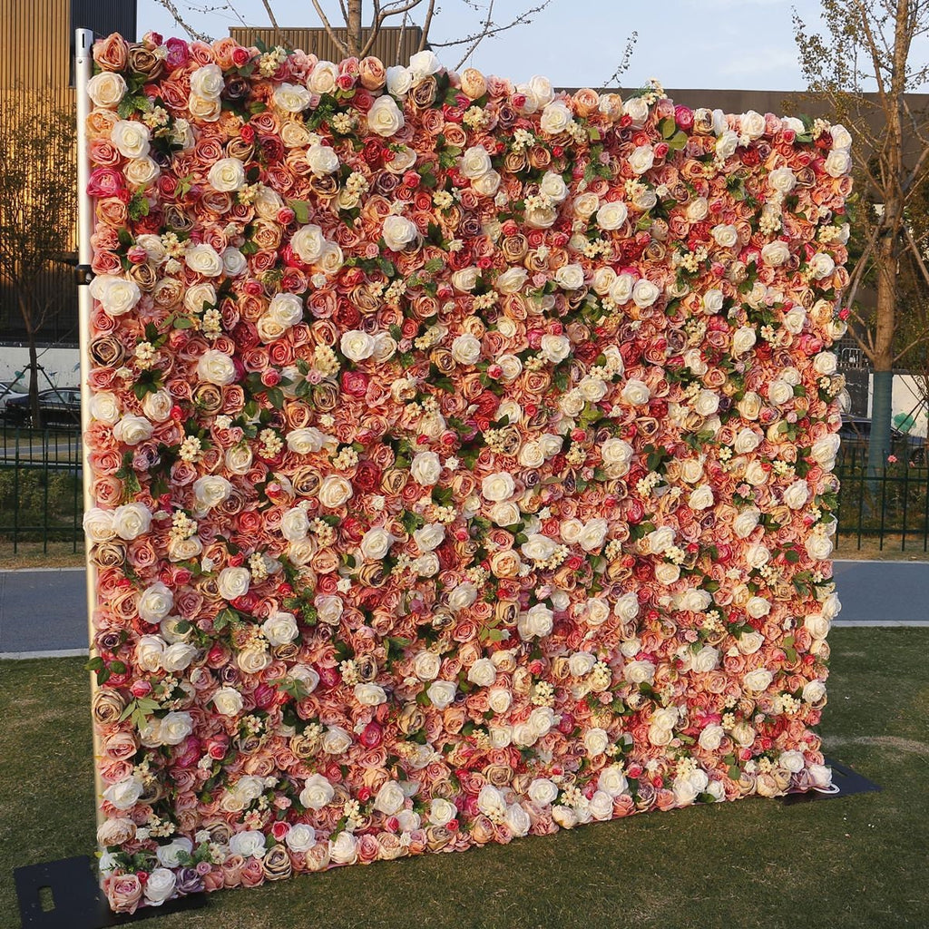 Floral Wall for Wedding Arrangement Fake Flower Wall For Photography Backdrop Bridal Shower Event Salon Party Decor Panels 15.75"x23.62"