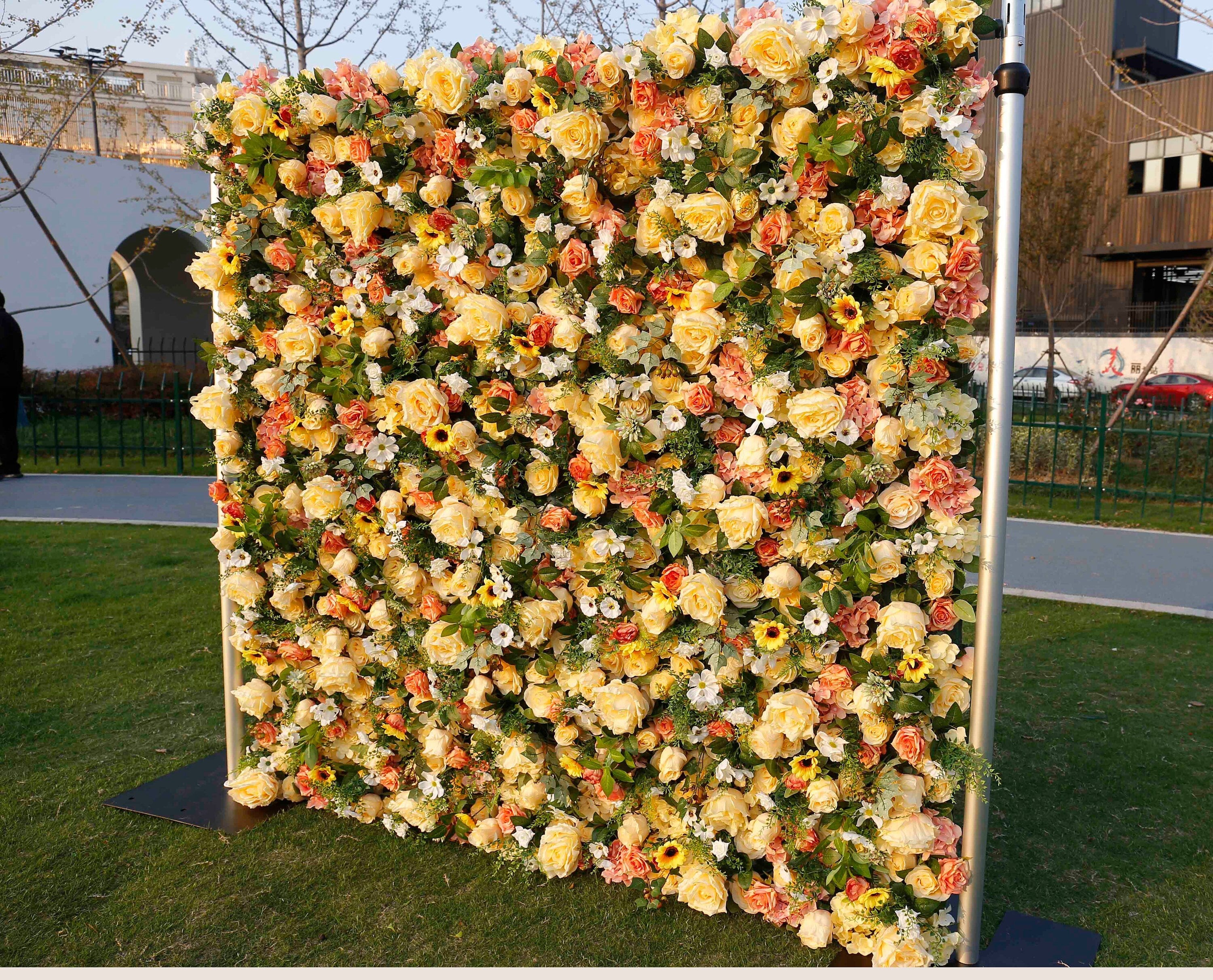 New Design Flower Wall For Wedding Arrangement Event Salon Party Photography Backdrop Fabric Rolling Up Curtain Fabric Cloth