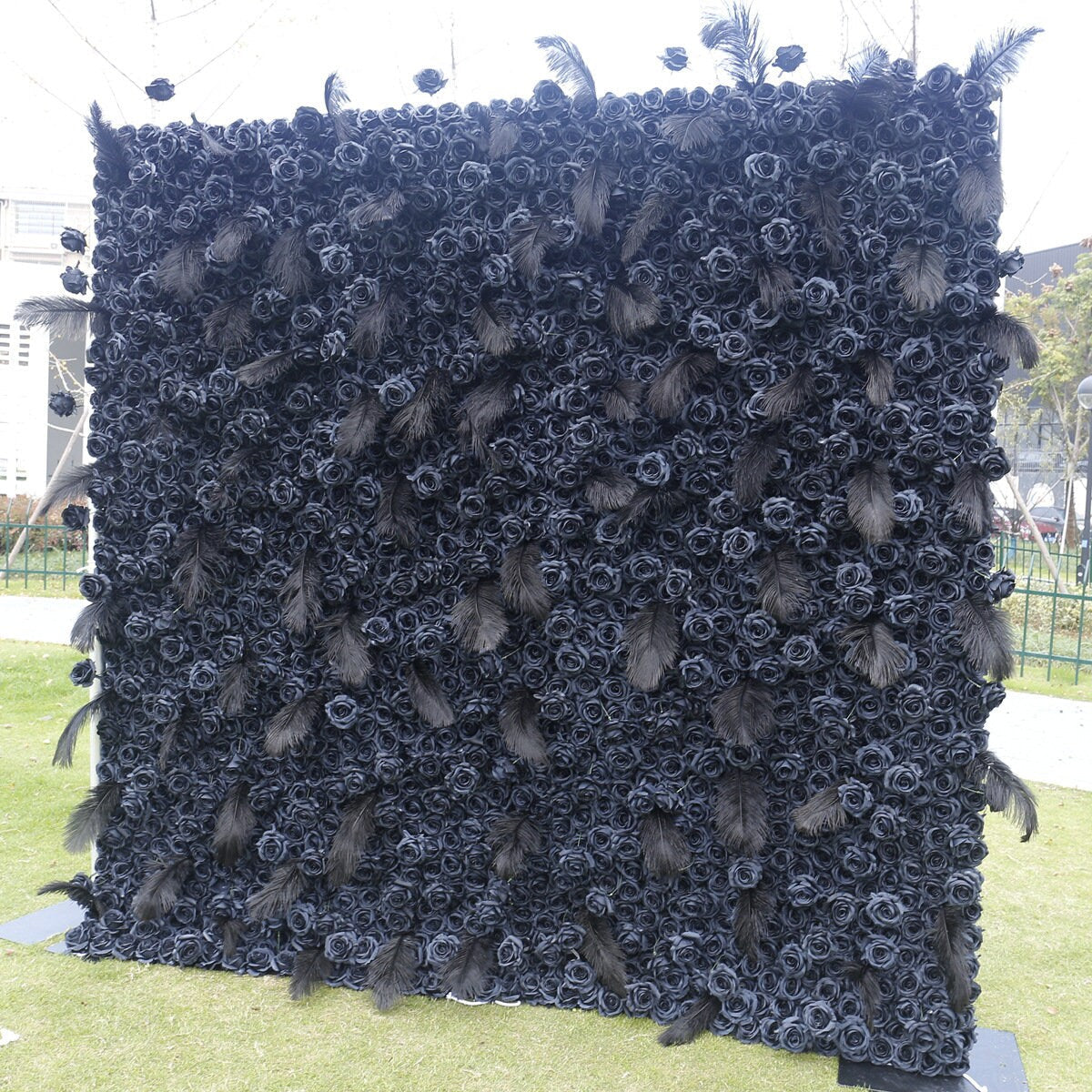 Black Flower Whether Wall For Wedding Arrangement Event Salon Party Photography Backdrop Fabric Rolling Up Curtain Fabric Cloth