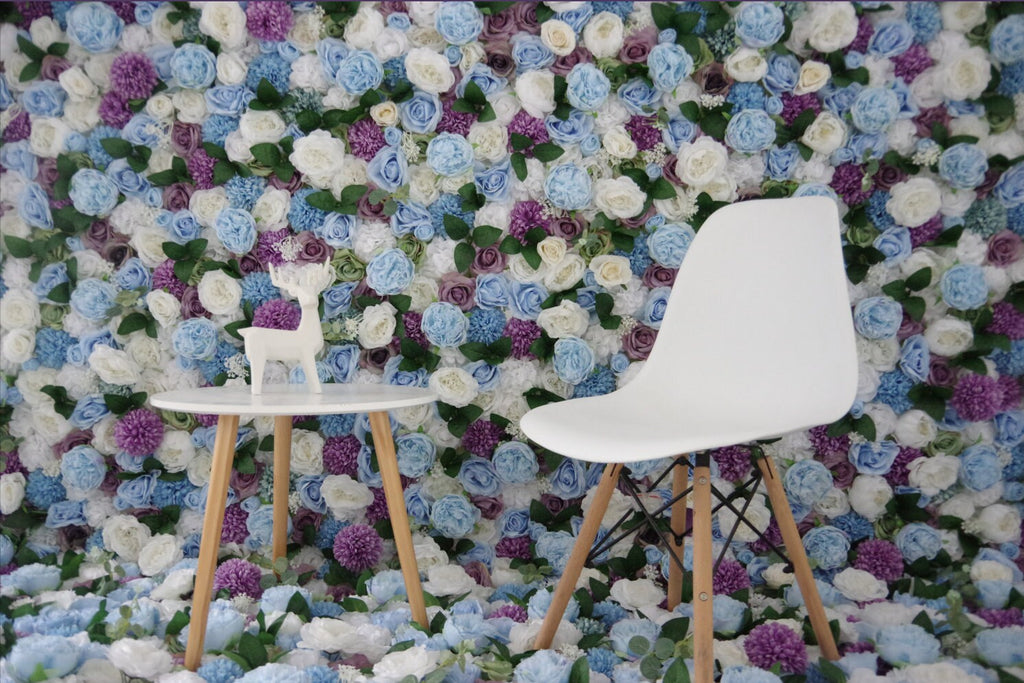 New Design Blue Floral Wall For Wedding Photography Backdrop Special Event Salon Party Arrangement Fabric Rolling Up Curtain Fabric Cloth