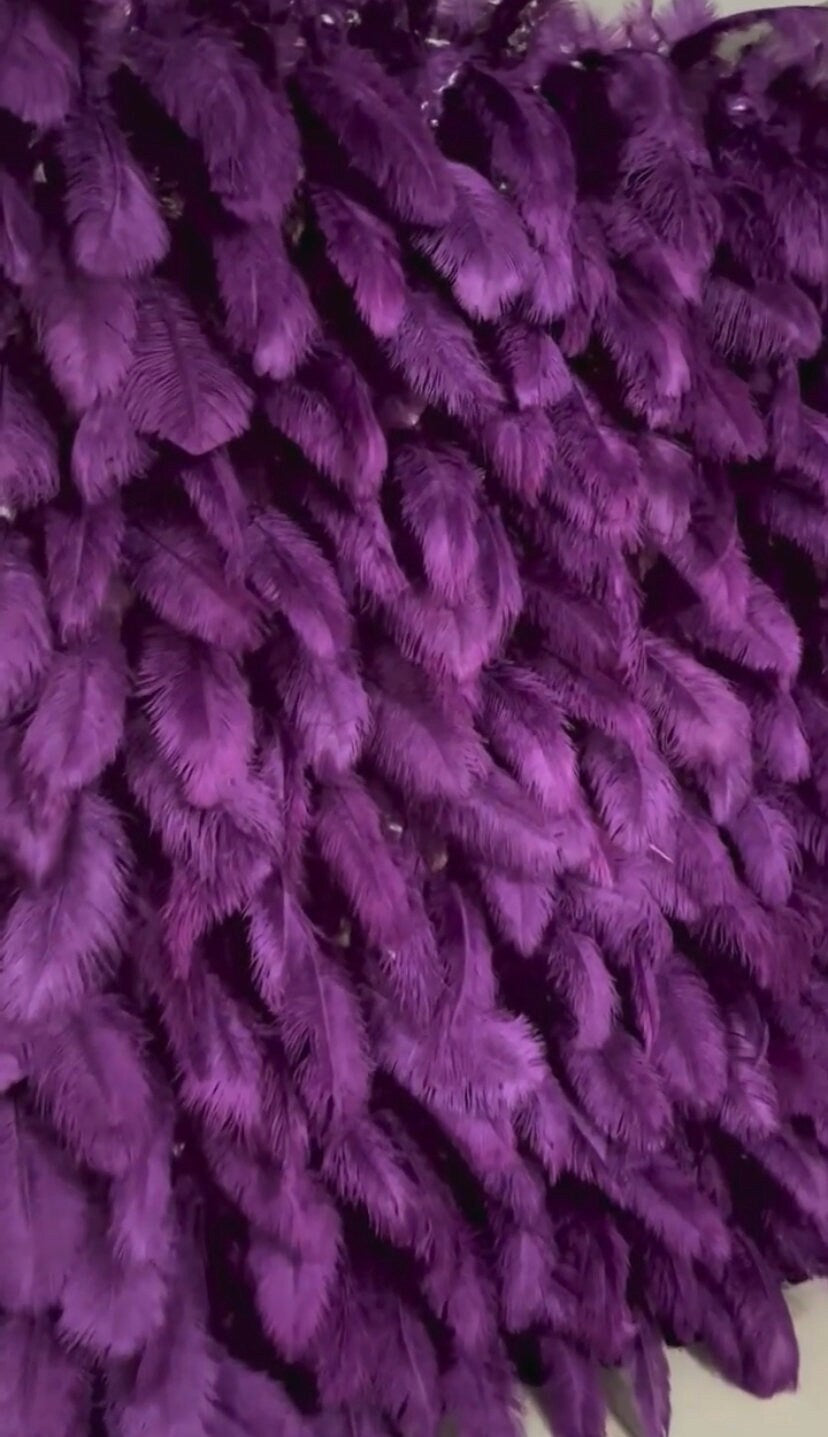 Purple Feather Wall For Wedding Arrangement Salon Party Photography Backdrop Fabric Rolling Up Curtain Cloth
