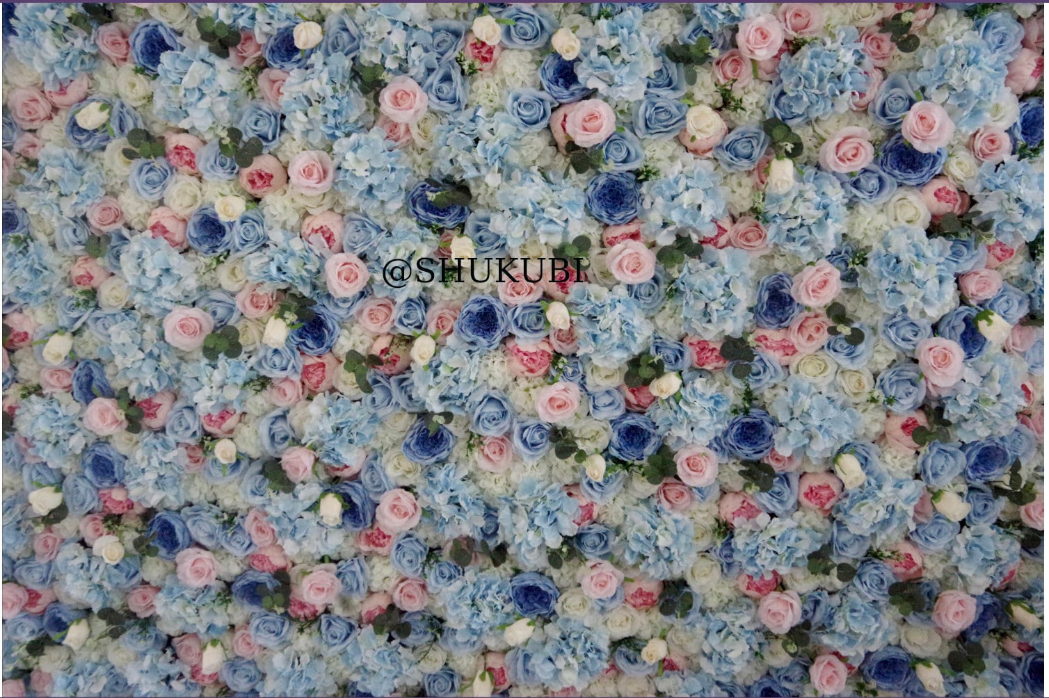 Blue Pink Flower Wall For Wedding Photography Backdrop Event Salon Party Arrangement  Fabric Rolling Up Curtain Fabric Cloth