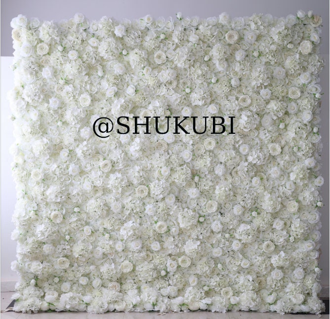 White Flower Wall For Wedding Arrangement Event Salon Party Photography Backdrop Fabric Rolling Up Curtain Fabric Cloth