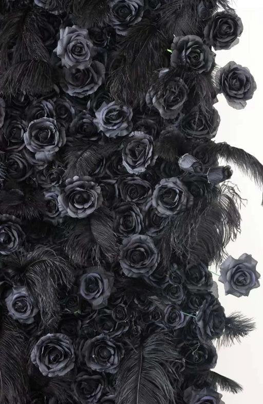 Black Flower Whether Wall For Wedding Arrangement Event Salon Party Photography Backdrop Fabric Rolling Up Curtain Fabric Cloth