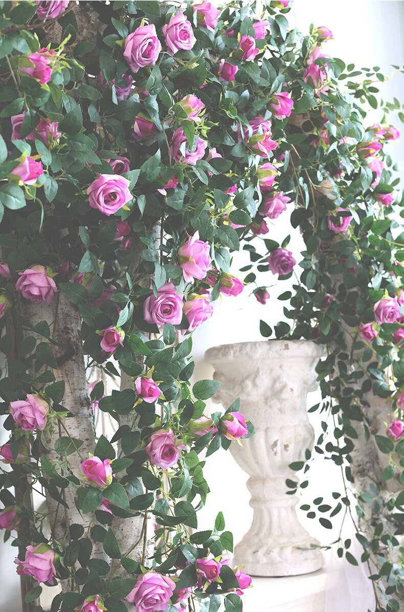 New Arrival 1.75m/69" Artifical Simulation Rose Rattan For Home Garden Decor Florals Outdoor Wedding Special Event Arrangement Arch Decor