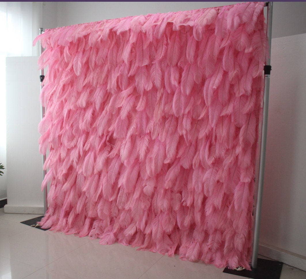 Pink Feather Wall For Wedding Arrangement Anniversary Salon Party Photography Backdrop Fabric Rolling Up Curtain Cloth
