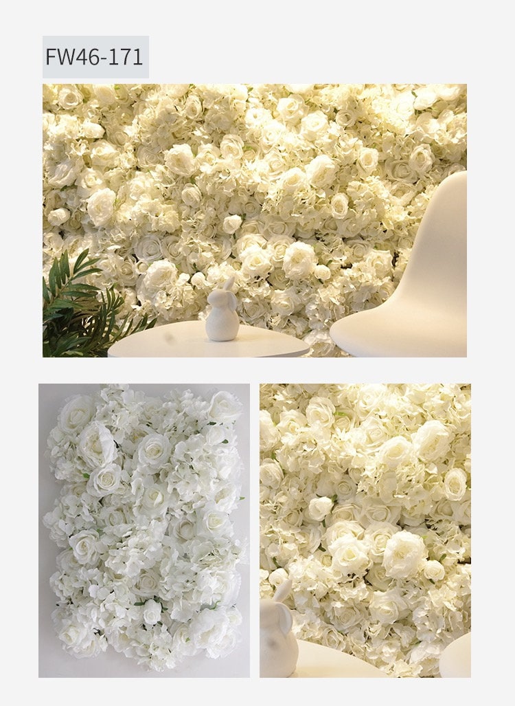 White Wedding Flower Wall  Photography Backdrop Special Event Party Boutique Shop Arrangement Decor Floral Panels