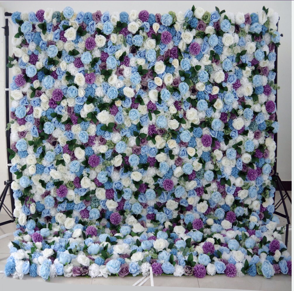 New Design Blue Floral Wall For Wedding Photography Backdrop Special Event Salon Party Arrangement Fabric Rolling Up Curtain Fabric Cloth