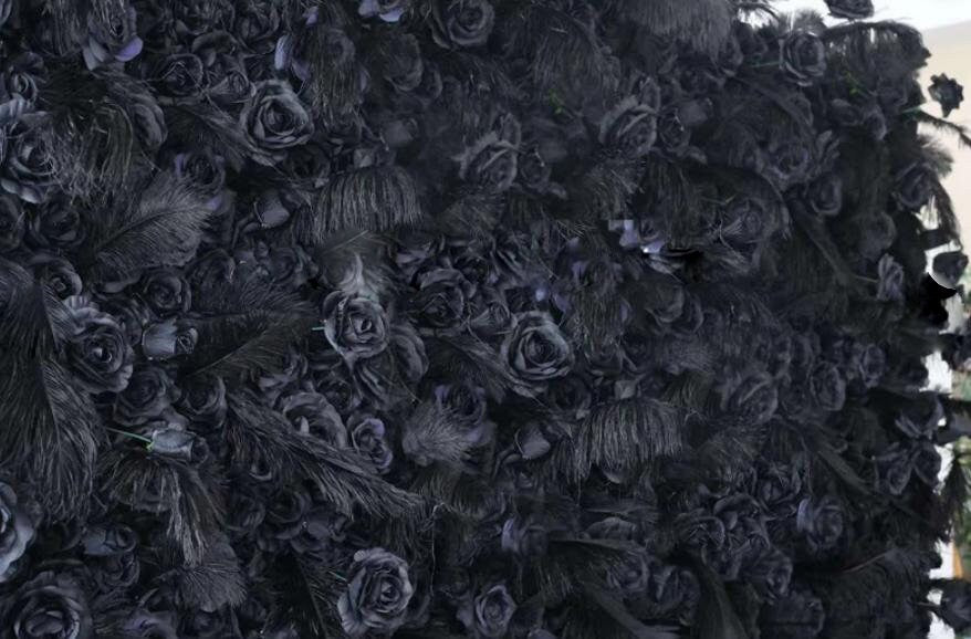 Black Flower Whether Wall For Wedding Arrangement Event Salon Party Photography Backdrop Fabric Rolling Up Curtain Fabric Cloth