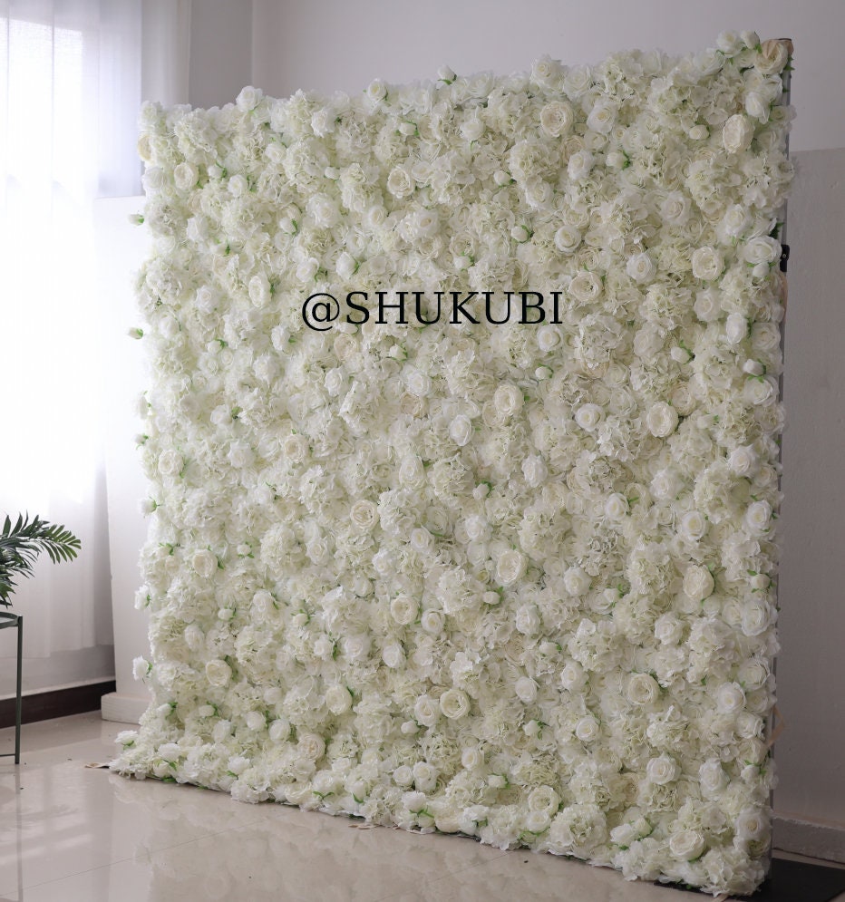 White Flower Wall For Wedding Arrangement Event Salon Party Photography Backdrop Fabric Rolling Up Curtain Fabric Cloth