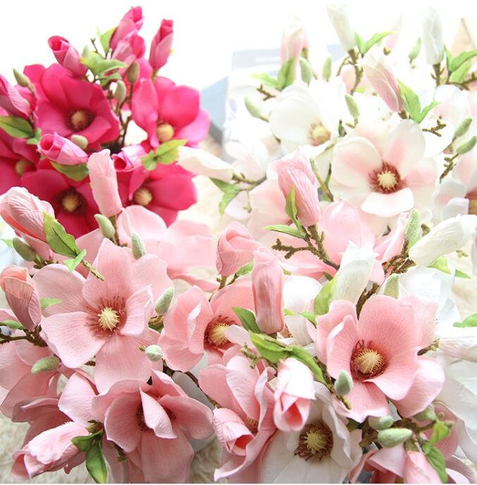 New Arrival 5 Stems Artificial  Magnolia Grandiflora  Orchid Wedding Home Decoration Floral Table Centerpieces Ceremony Reception