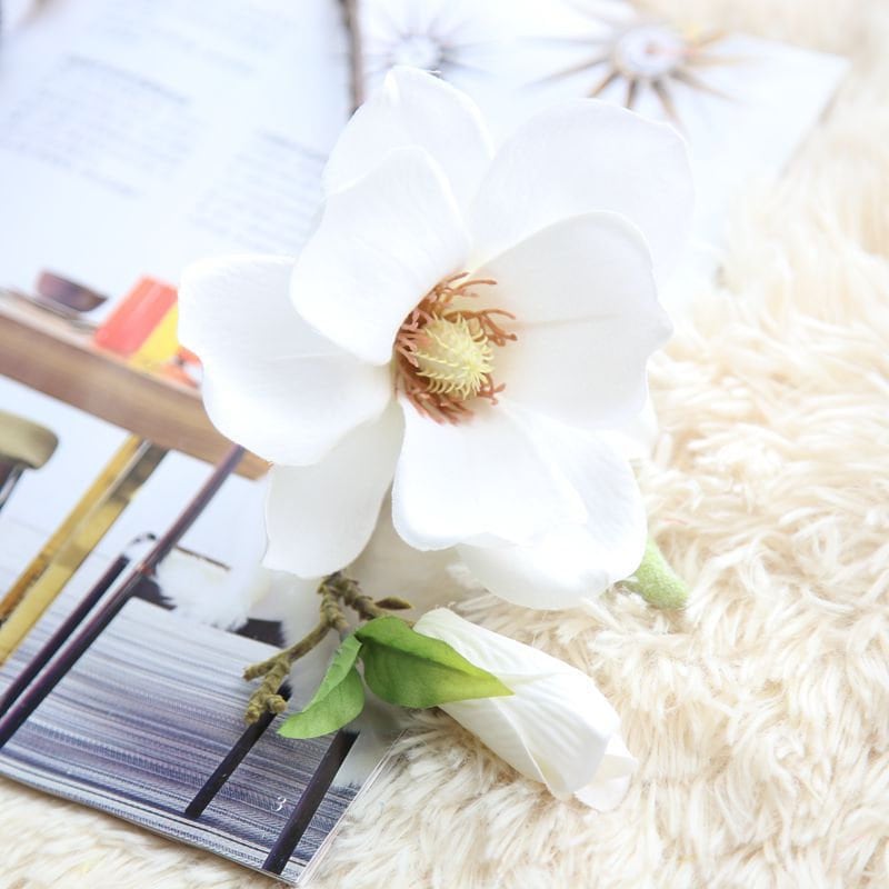 New Arrival 5 Stems Artificial  Magnolia Grandiflora  Orchid Wedding Home Decoration Floral Table Centerpieces Ceremony Reception