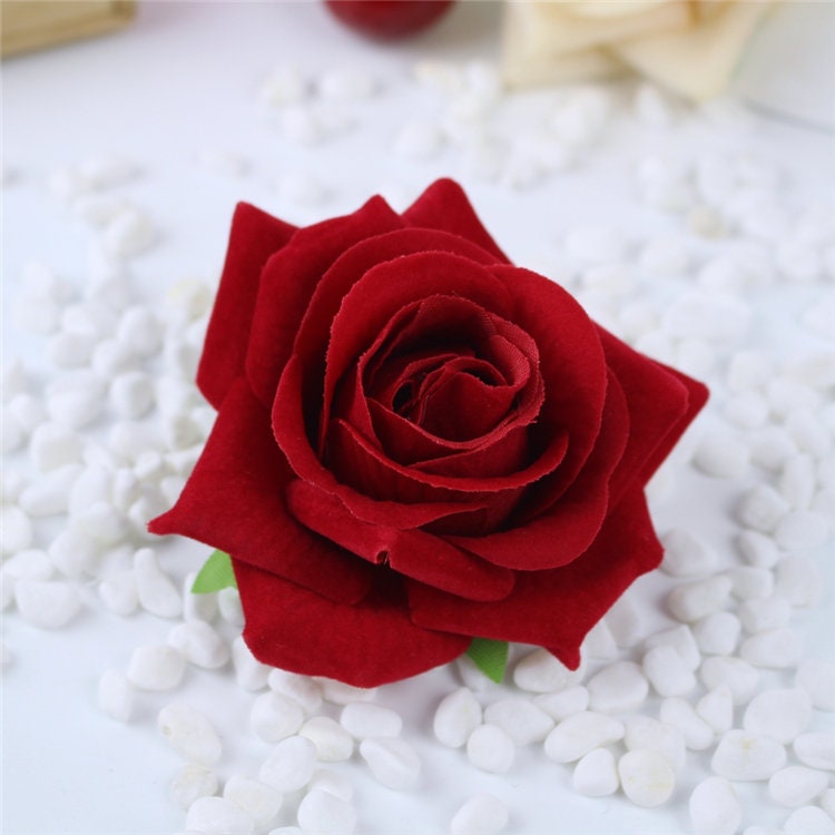 30 pcs 7-8cm Velvet Rose Head Artificial Simulation Floral  DIY Wedding Decoration Holiday Hat Shoes Acessories Flower Head