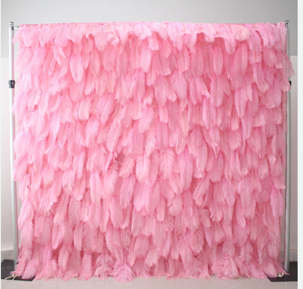 Pink Feather Wall For Wedding Arrangement Anniversary Salon Party Photography Backdrop Fabric Rolling Up Curtain Cloth