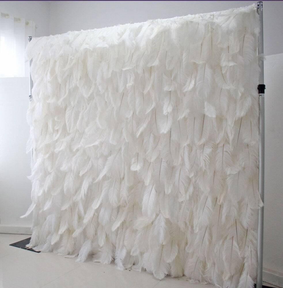 White Feather Wall For Wedding Arrangement Anniversary Salon Party Photography Backdrop Fabric Rolling Up Curtain Cloth
