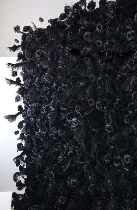 Black Flower Whether Wall For Wedding Arrangement Event Salon Party Photography Backdrop Fabric Rolling Up Curtain Fabric Cloth