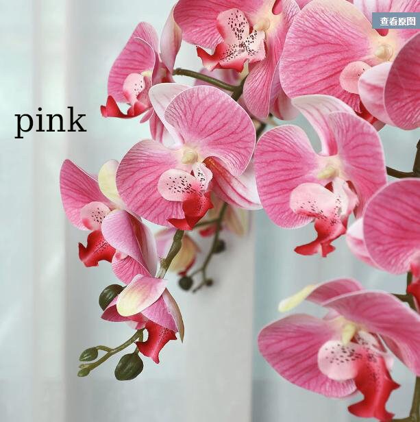 High Quality Artificial Phalaenopsis  37"  9 Heads Real Touch Orchid Stem DIY Floral Centerpiece Wedding Home Decor Gifts