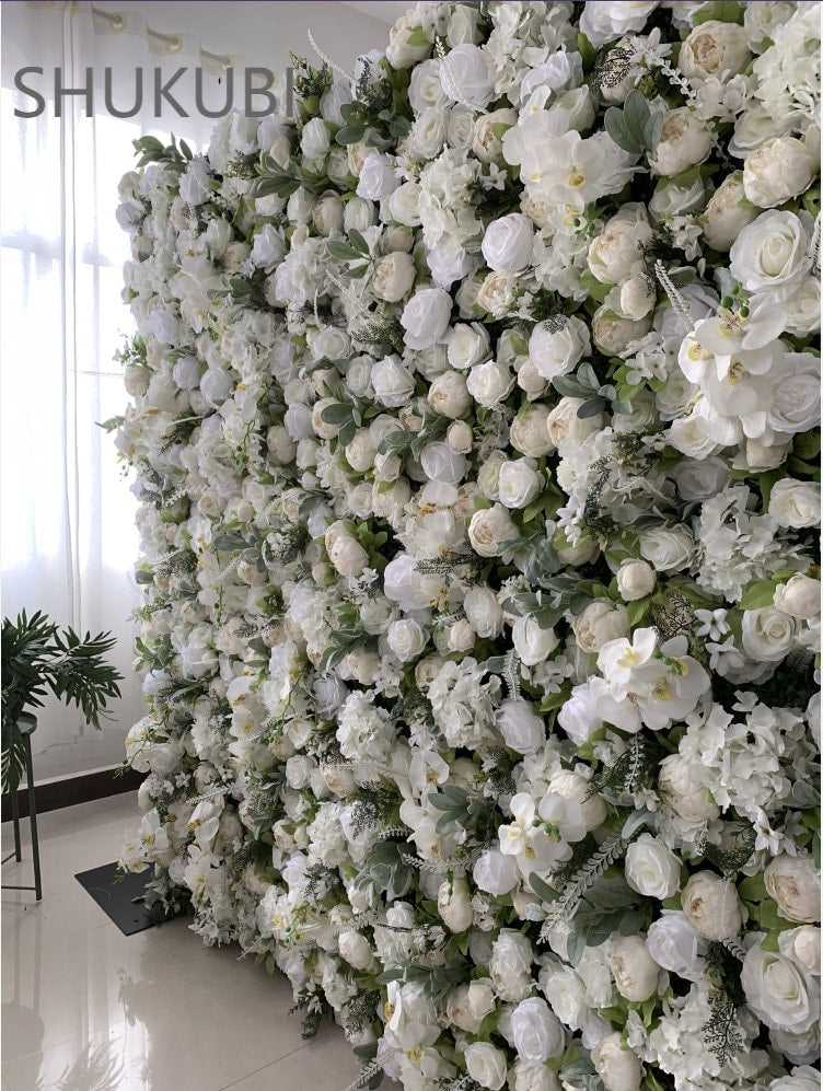 Peony Flower Wall For Wedding Arrangement Special Event Salon Photography Backdrop Fabric Rolling Up Curtain Fabric Cloth